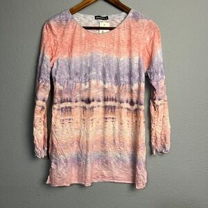 NWT David Cline Sundance Mystic Dawn Top Artsy Sz S Coral Boho Hippie Tie Dye